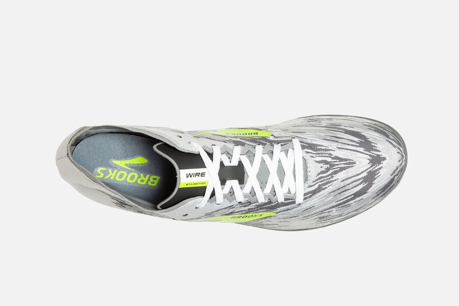 Brooks Running Shoes - Wire v6 Spikes Mens - Grey/Green - WYT-461829